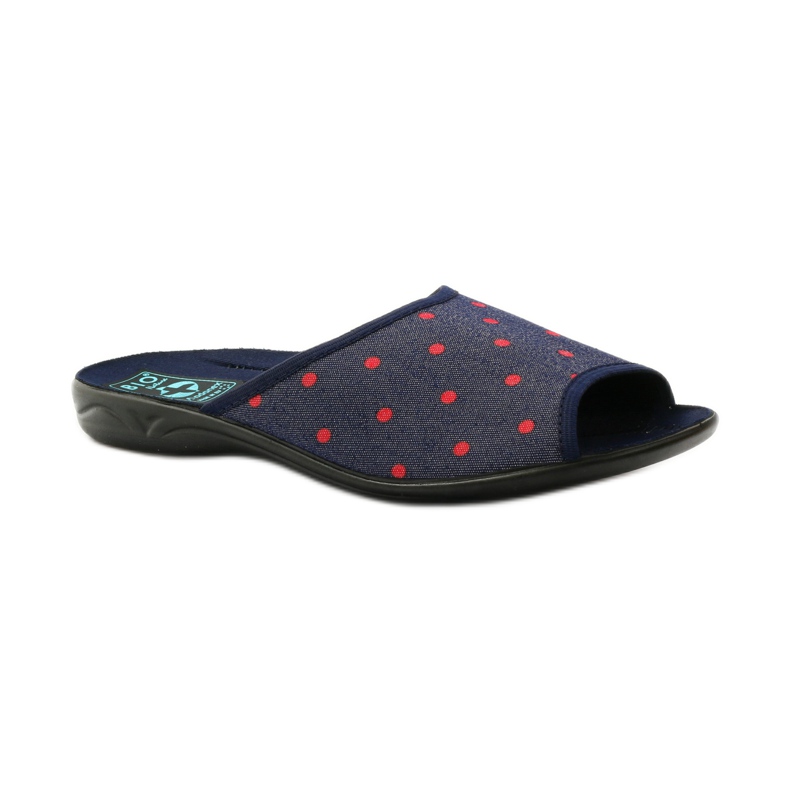 Damenhausschuhe mit Punkten Adanex marineblau rot 1