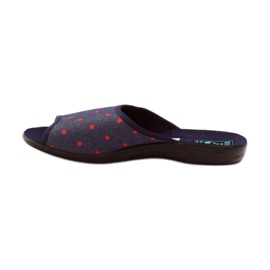 Damenhausschuhe mit Punkten Adanex marineblau rot 2