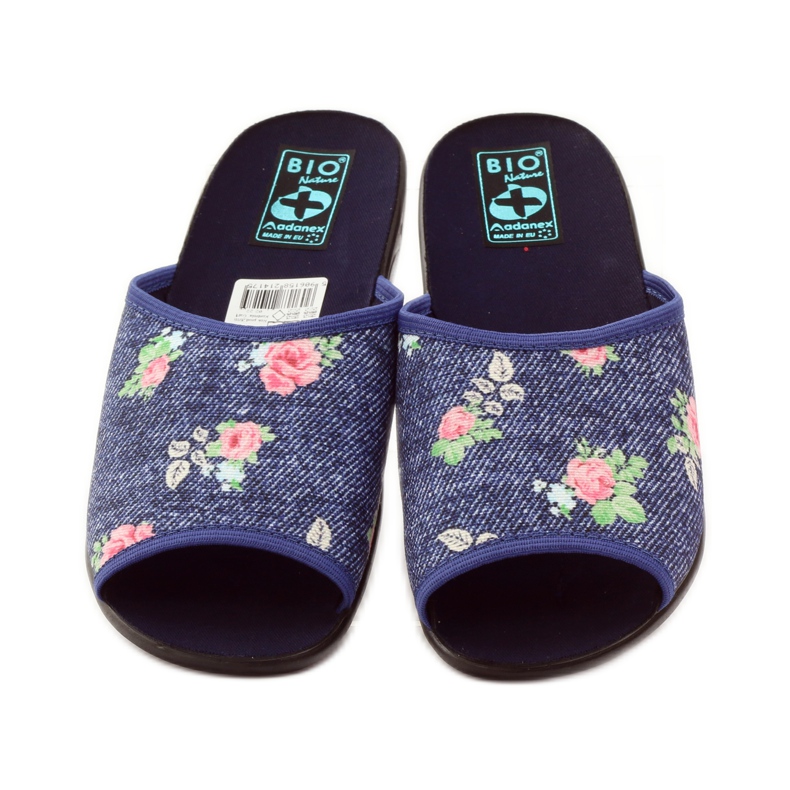 Adanex Damenpantoffeln aus rosa Denim blau grün rot 4