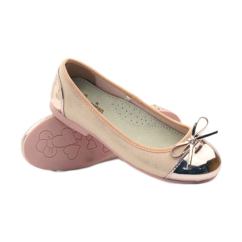 American Club Ballerinas mit amerikanischer Schleife rosa gelb weiß 3