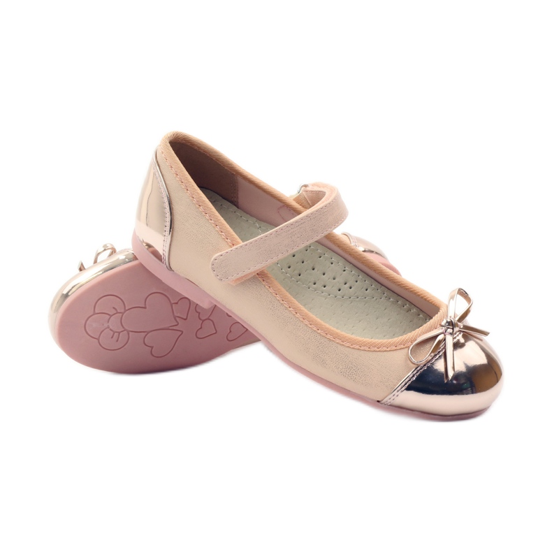 American Club Ballerinas mit Klettverschluss American 14297 rosa gelb 3