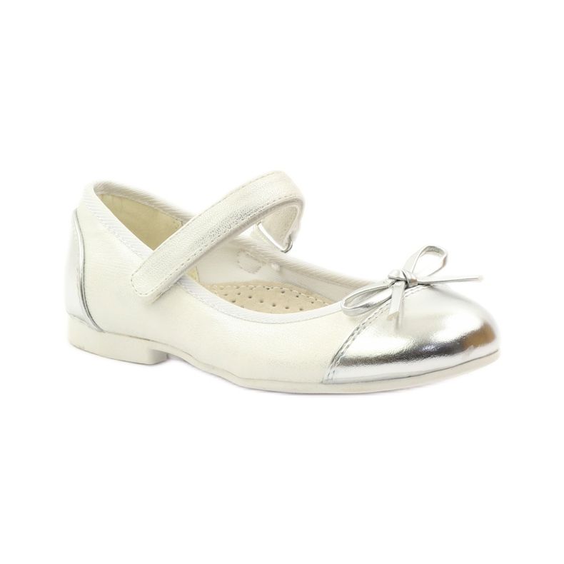 American Club Ballerinas mit Klettverschluss American 14297 grau weiß 1