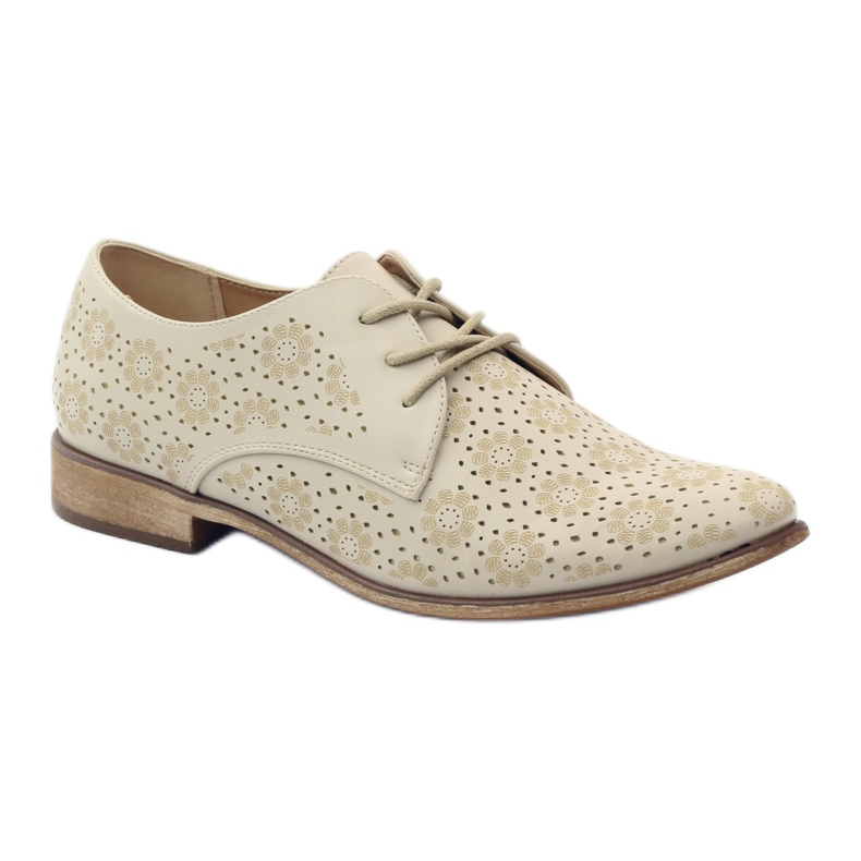 Sergio Leone Damenschuhe mit stylischen Blumen beige 1