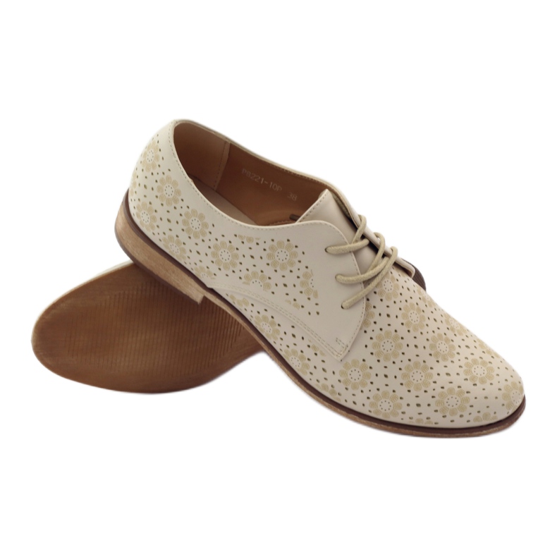 Sergio Leone Damenschuhe mit stylischen Blumen beige 3