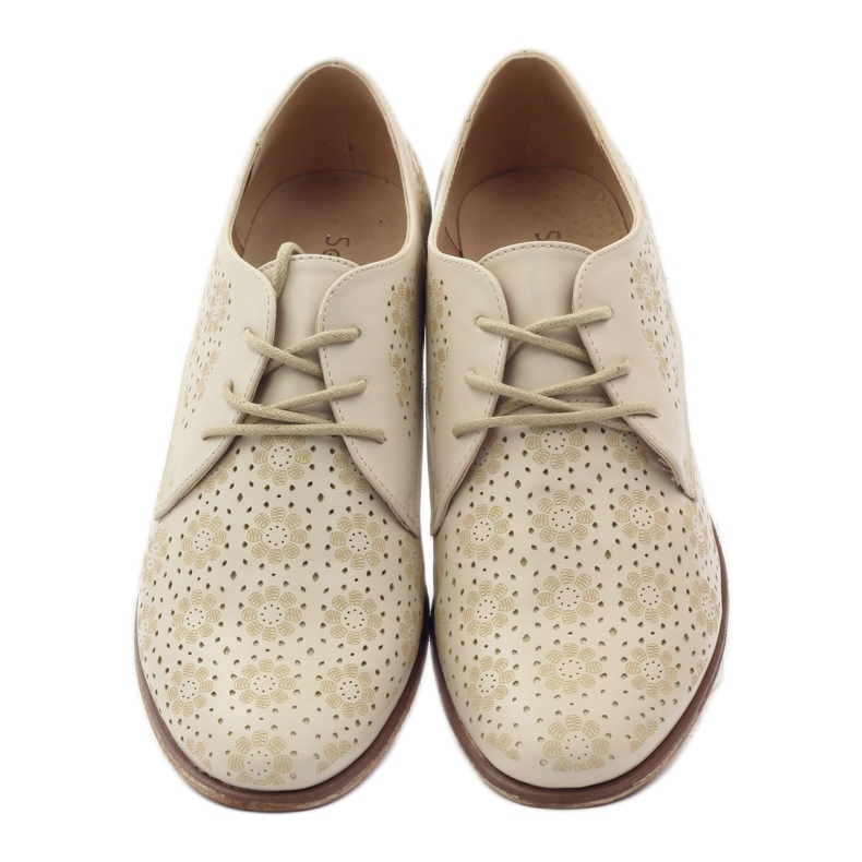 Sergio Leone Damenschuhe mit stylischen Blumen beige 4