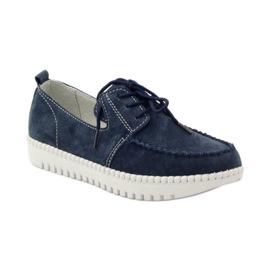 Leder Creepers Schuhe Filippo 020 navy blau 1