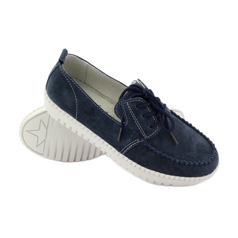 Leder Creepers Schuhe Filippo 020 marineblau 3