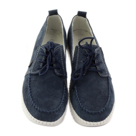 Leder Creepers Schuhe Filippo 020 navy blau 4