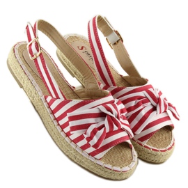 Rot gestreifte Espadrilles-Sandalen 1