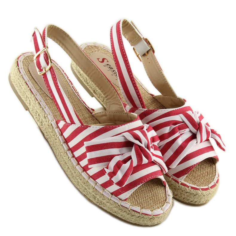 Rot gestreifte Espadrilles-Sandalen 1