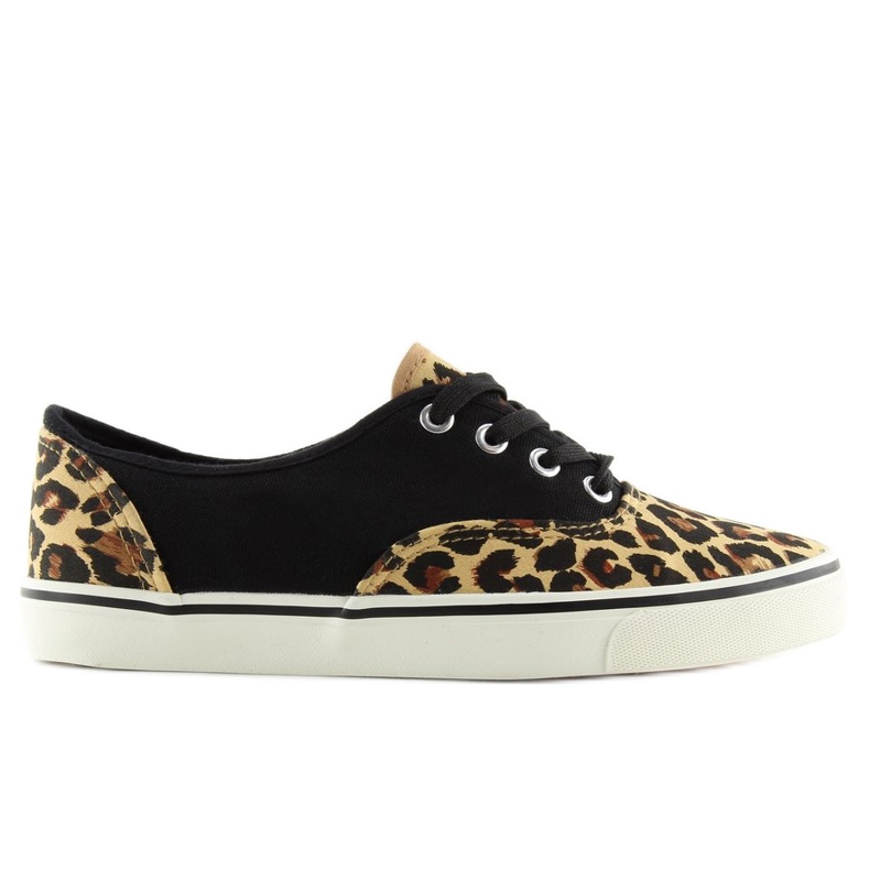 Turnschuhe zum Schnüren K-75 Braun / Leop schwarz 1