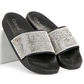 Girlhood Schwarze Hausschuhe mit Kristallen 1