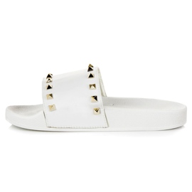 Weiße Pantoffeln mit Strasssteinen 1