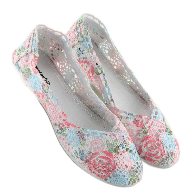 Ballerinas aus Spitze JX60P L.BLUE weiß 1
