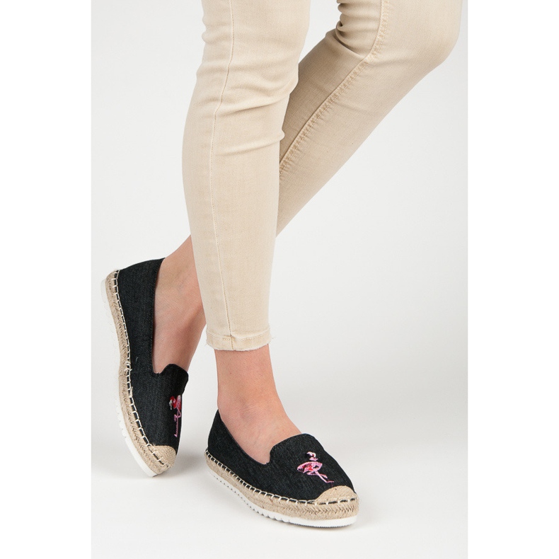 Bestelle Espadrilles mit Flamingo schwarz 2