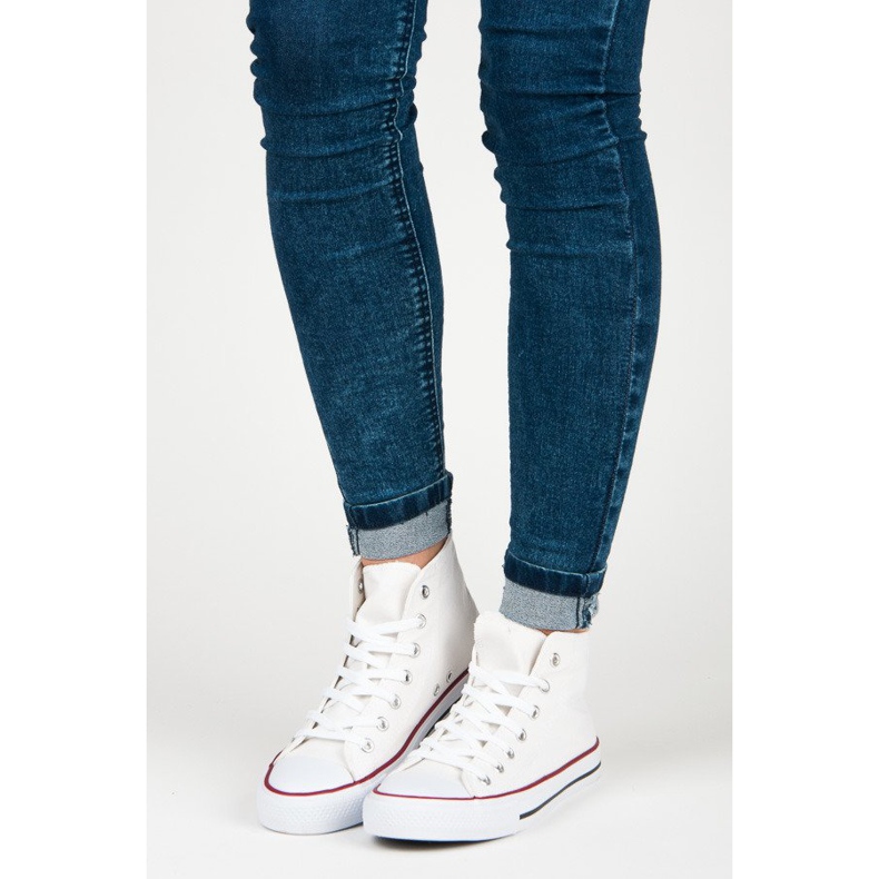 Schnürsneaker über dem Knöchel weiß 1