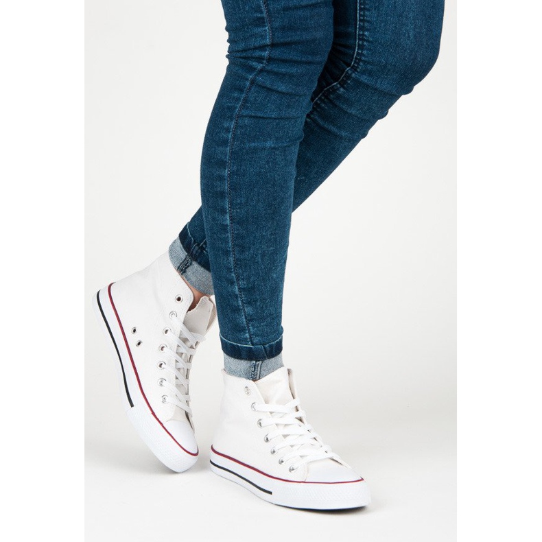 Schnürsneaker über dem Knöchel weiß 2