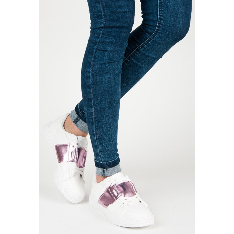 Weiße Mode-Turnschuhe violett 2