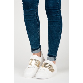 Weiße Sportmode-Turnschuhe gelb 1