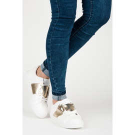 Weiße Sportmode-Turnschuhe gelb 2