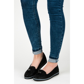 Muto Wildleder-Ballerinas mit Fransen schwarz 1