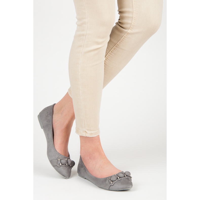 Seastar Wildleder-Ballerinas mit V-Ausschnitt grau 2