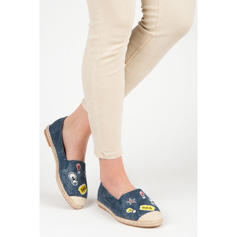 Bestelle Frühlings-Espadrilles mit Patches blau 2