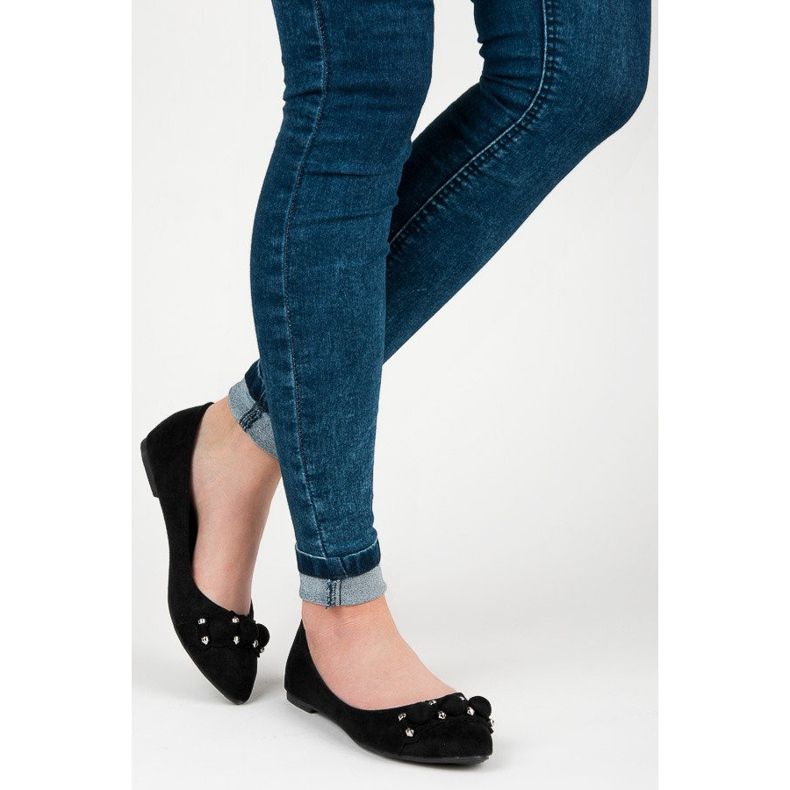 Seastar Wildleder-Ballerinas mit V-Ausschnitt schwarz 2