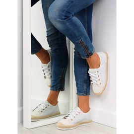 Weiße Espadrilles-Schnürsneaker B-140 Weiß 1