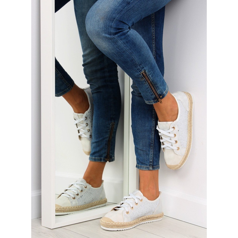 Weiße Espadrilles-Schnürsneaker B-140 Weiß 1