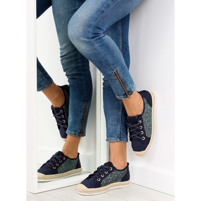Marineblaue Espadrilles mit Schnürung B-140 DK.BLUE navy blau 1