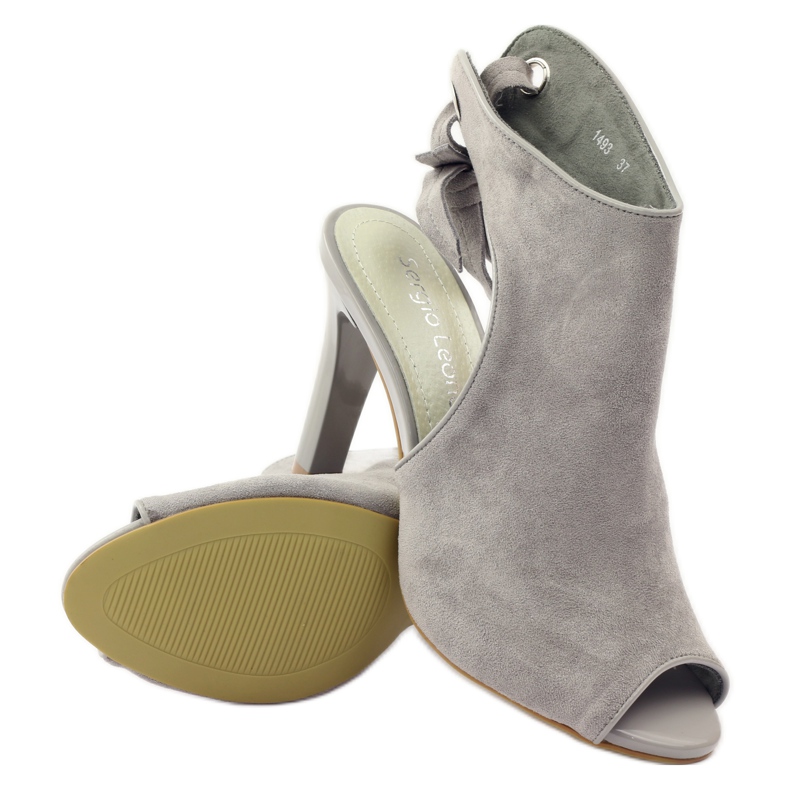 Sergio Leone 1493 geschnürte Wildledersandalen grau 3