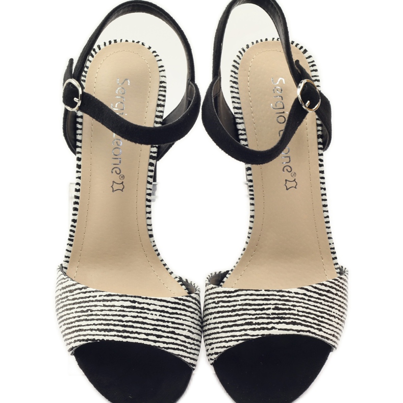 Sandalen auf dem Sergio Leone 820 Pfosten mit Streifen weiß schwarz 4