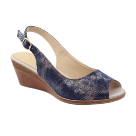 Sergio Leone 811 Keilsandalen marineblau 1