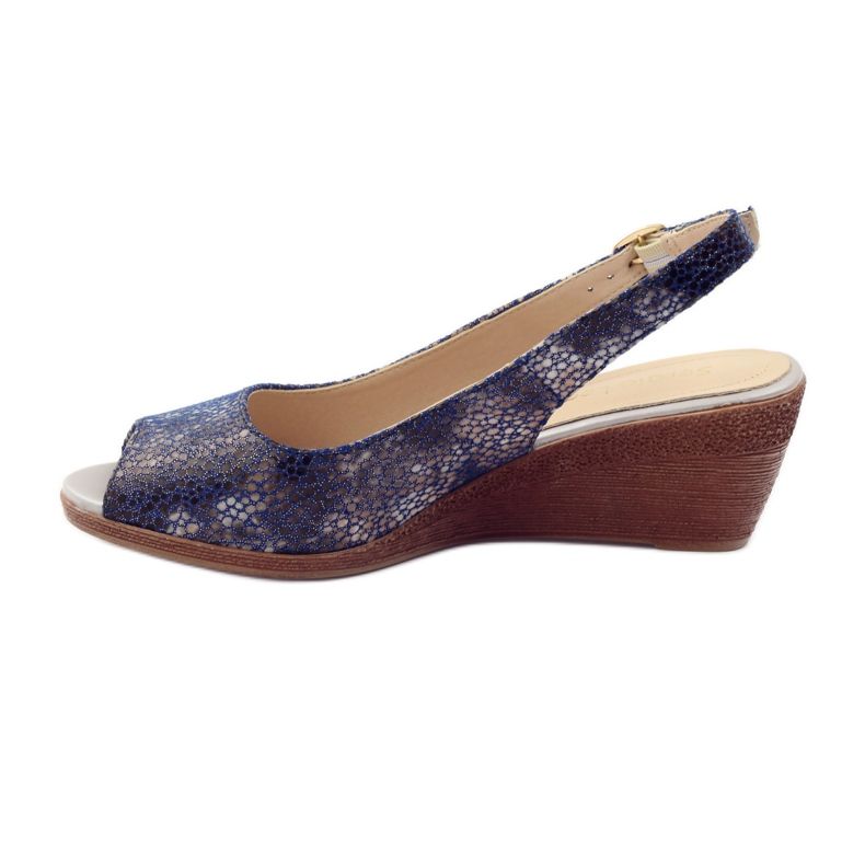 Sergio Leone 811 Keilsandalen marineblau 2