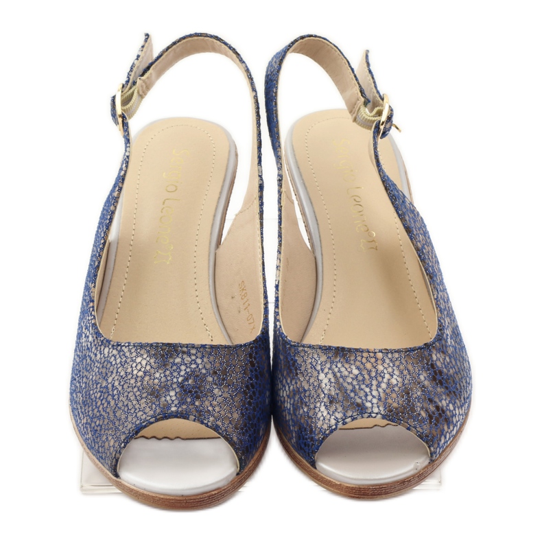 Sergio Leone 811 Keilsandalen marineblau 4