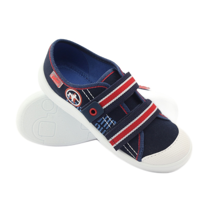 Hausschuhe der Jungenturnschuhe Befado 672Y058 marineblau rot weiß 3