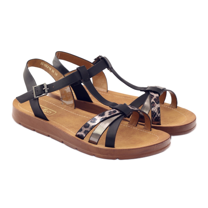 Filippo Damen Sandalen Leopard 103 schwarz grau 3