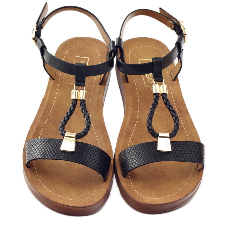 Filippo Schwarze Damensandalen 104 gelb 4