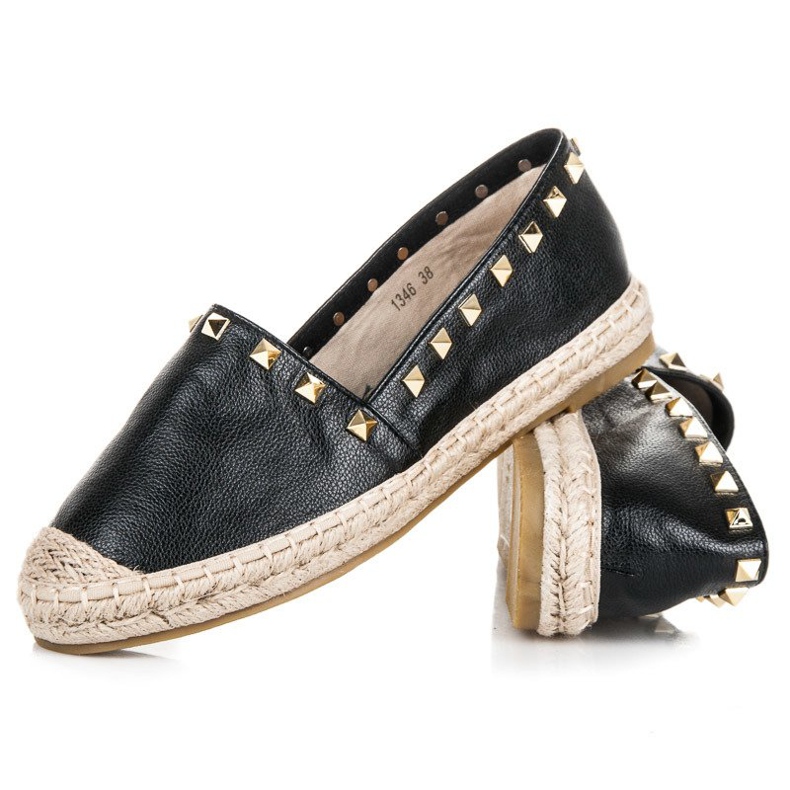 Coura Schwarze Espadrilles mit Nieten 1