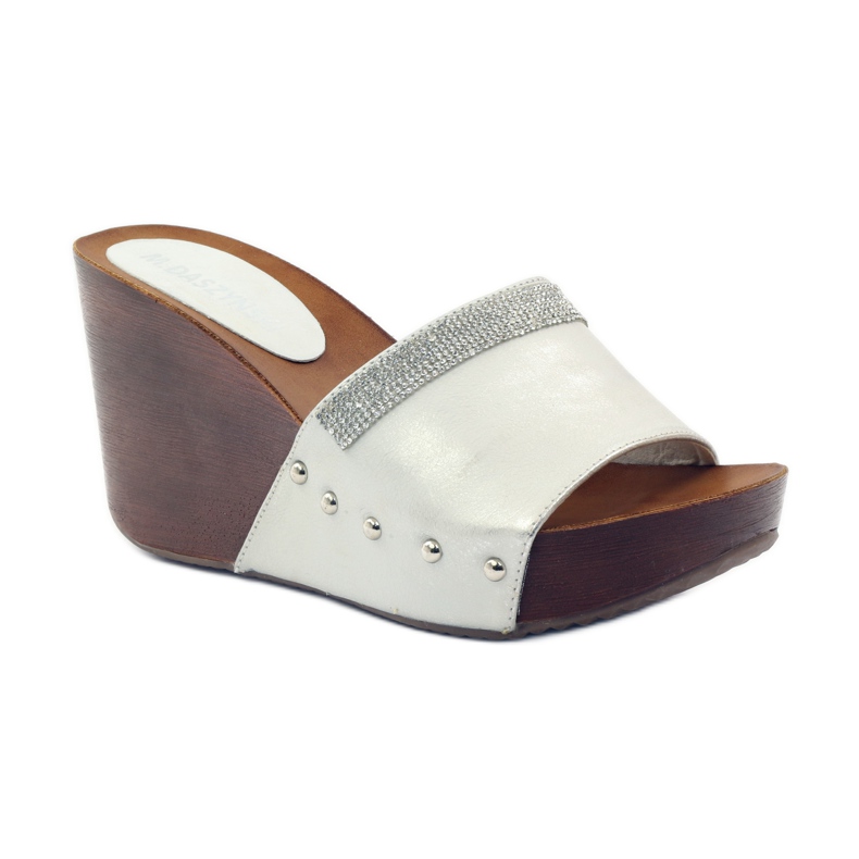 M.Daszyński Daszyński Keilpantoffeln mit Zirkonia grau 1