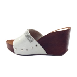 M.Daszyński Daszyński Keilpantoffeln mit Zirkonia grau 2