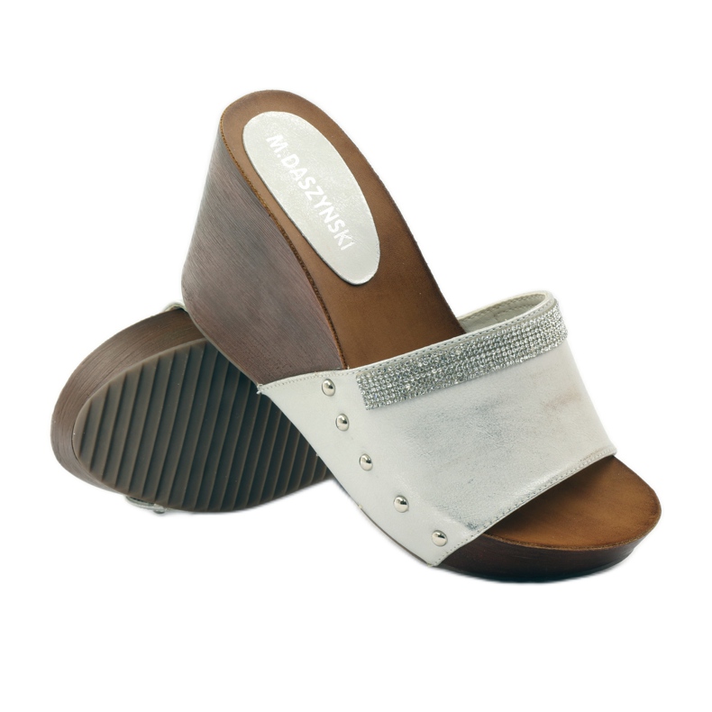 M.Daszyński Daszyński Keilpantoffeln mit Zirkonia grau 3