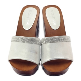 M.Daszyński Daszyński Keilpantoffeln mit Zirkonia grau 4