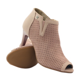 M.Daszyński Durchbrochene Stiefel mit Daszyński-Ledereinsatz rosa 3