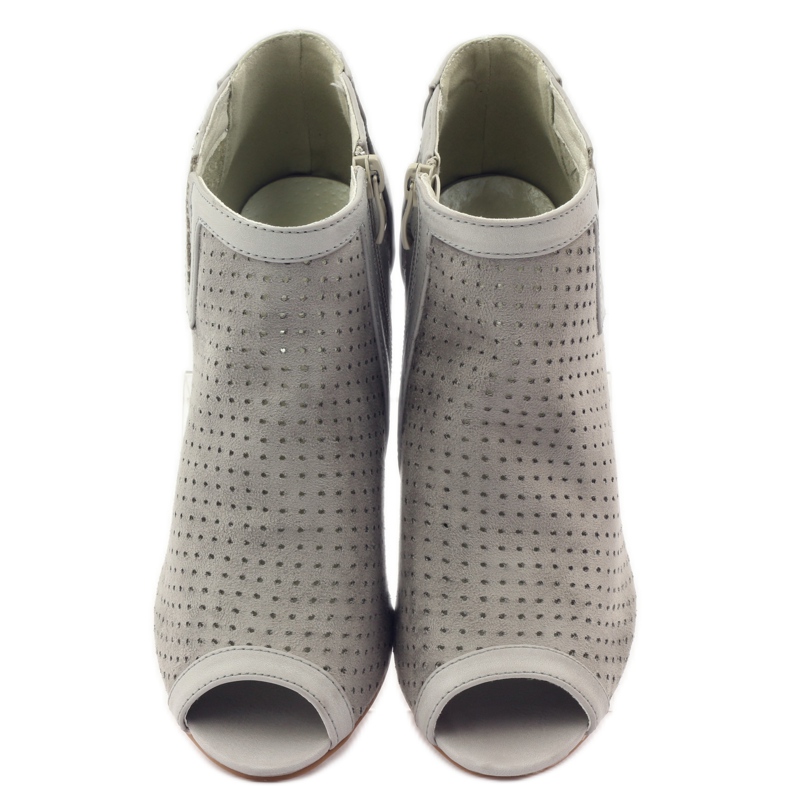 M.Daszyński Durchbrochene Stiefel mit Daszyński-Ledereinsatz grau 4