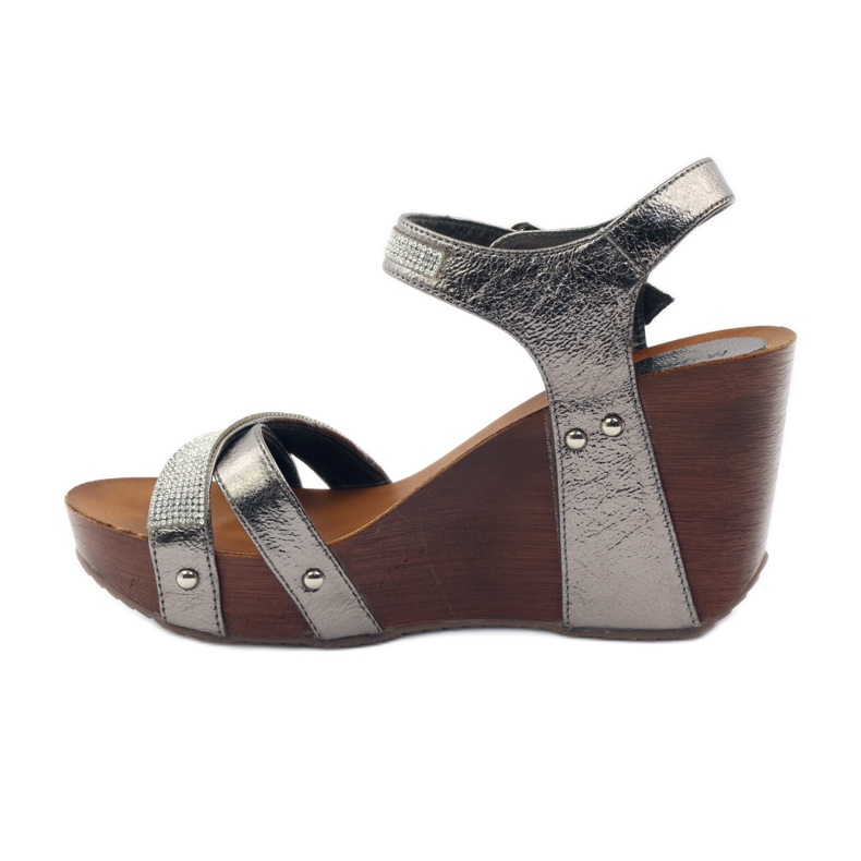 M.Daszyński Keilsandalen Daszyński mit Zirkonias grau 2