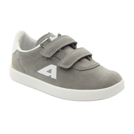 American Club Sportturnschuhe Amerikanischer Ledereinsatz 2952 grau weiß 1