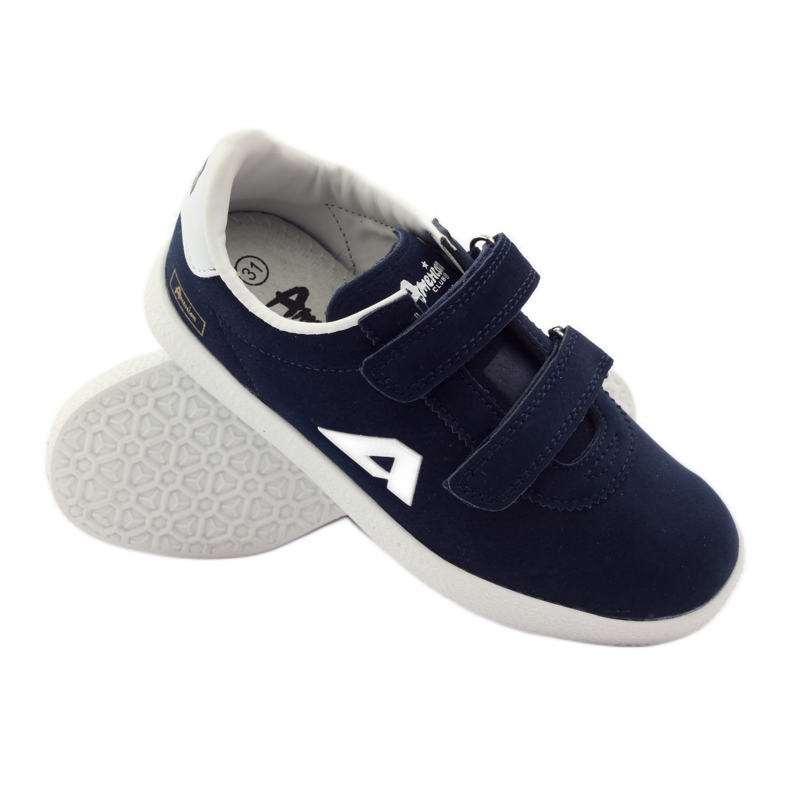 American Club Sportschuhe aus amerikanischem Leder mit Innensohle marineblau weiß 3