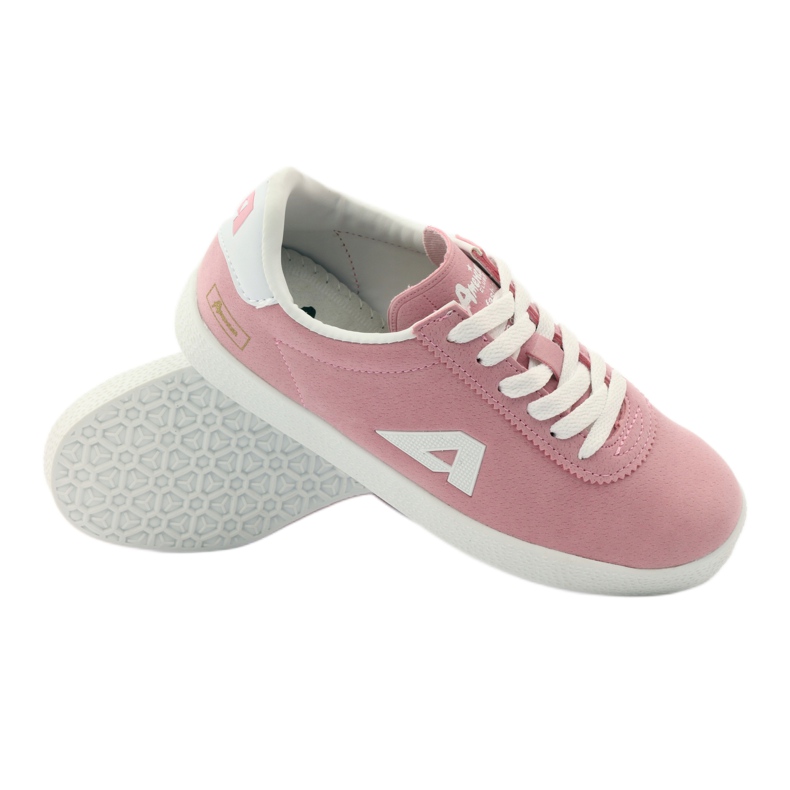 American Club Sportschuhe aus amerikanischem Leder mit Innensohle weiß rosa 3